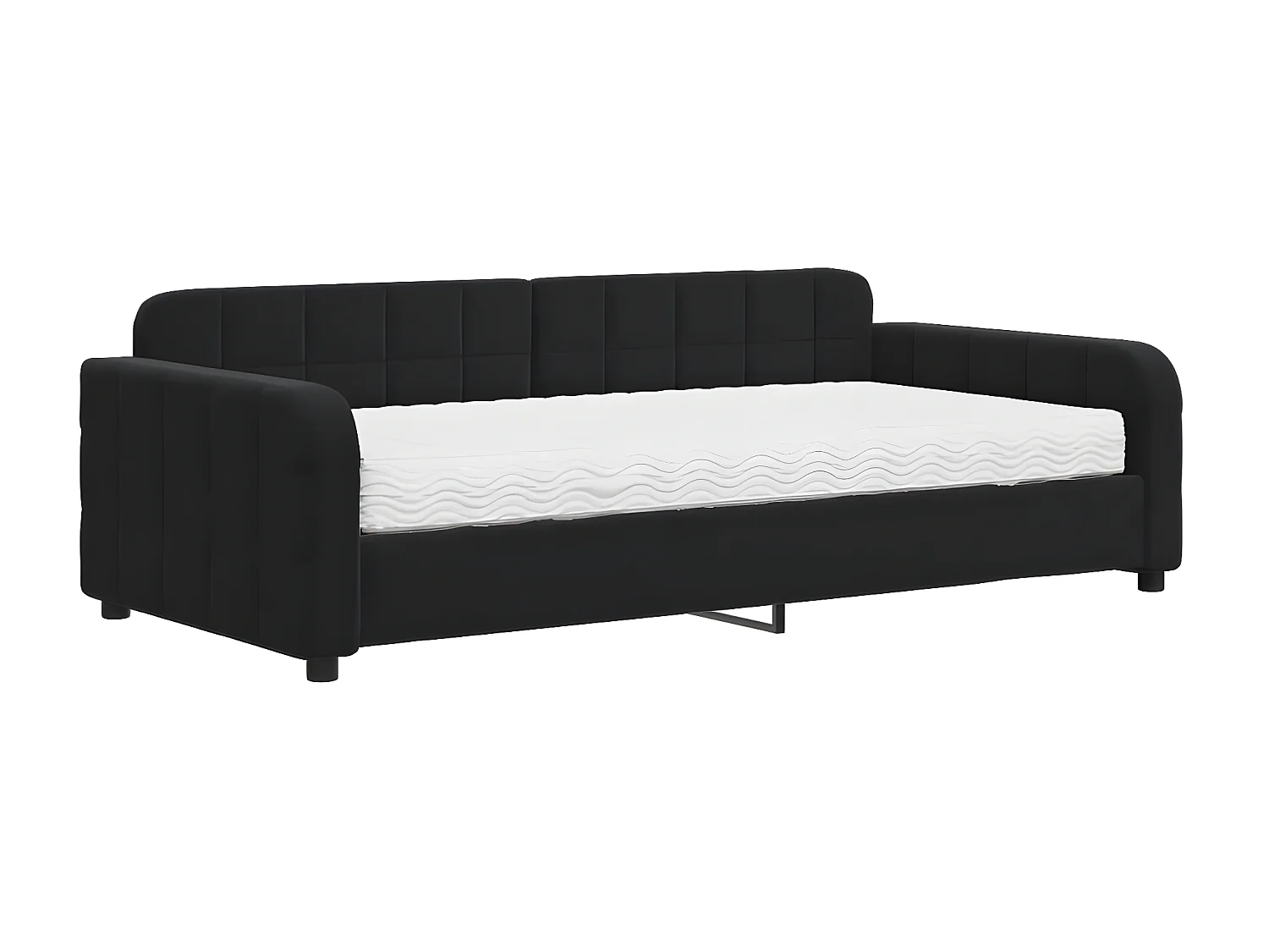 Lit - 100x200 cm avec matelas noir velours ASW78450
