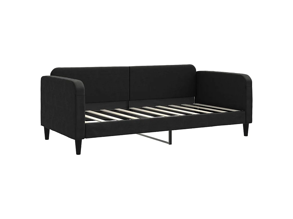 Lit - 90x190 cm avec matelas noir tissu WVGQ7410
