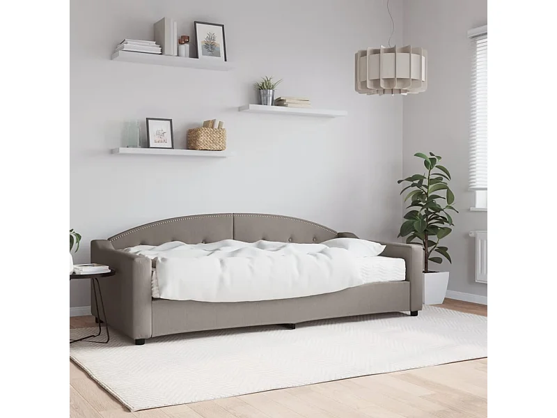 Lit - 90x200 cm avec matelas taupe tissu WVGQ4949