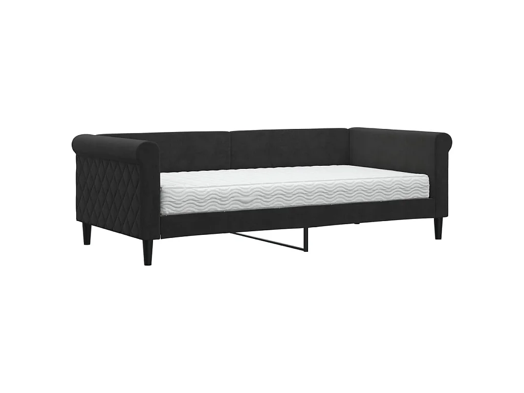 Tagesbett,Sofabett mit Matratze Schwarz 90x190 cm Samt -gkd64378