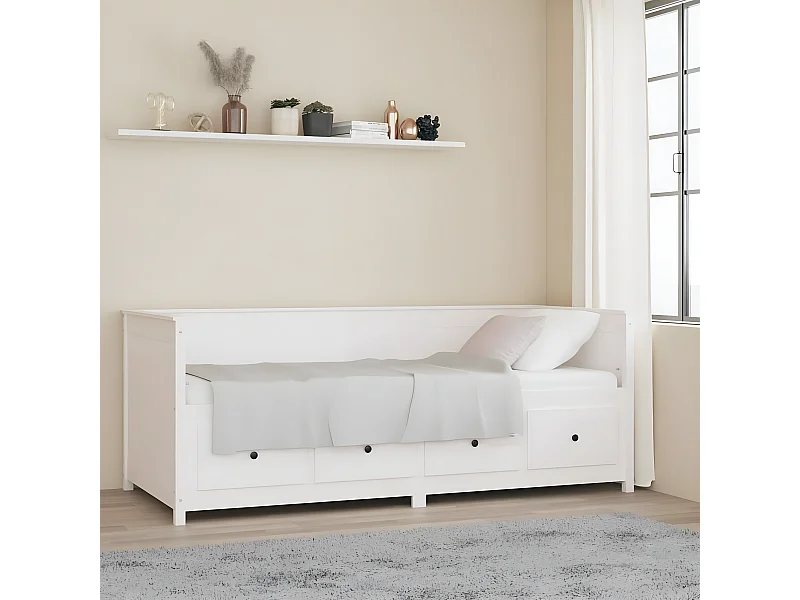 Lit - 90x200 cm Blanc Bois de pin massif WVGQ3281