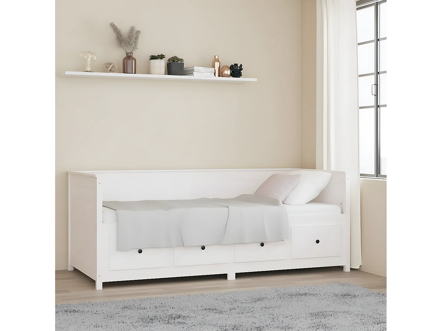 Lit - 90x200 cm Blanc Bois de pin massif WVGQ3281
