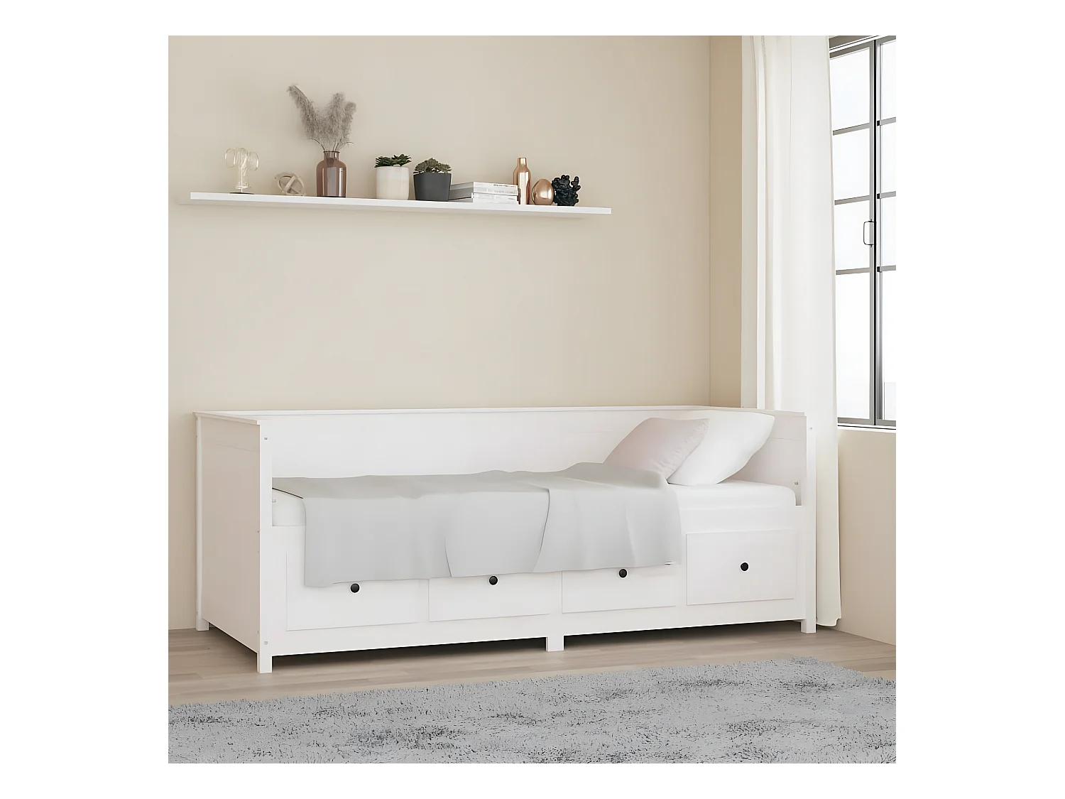 Lit - 90x200 cm Blanc Bois de pin massif WVGQ3281