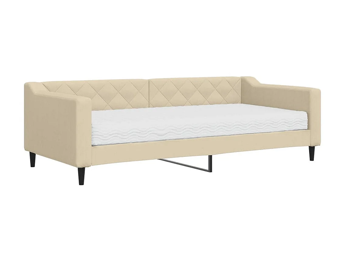 Sofá-cama com colchão 90x200 cm tecido cor creme PT700455