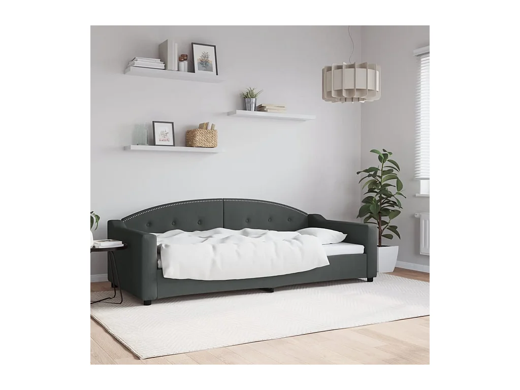 Lit - 90x200 cm gris foncé tissu WVGQ9961