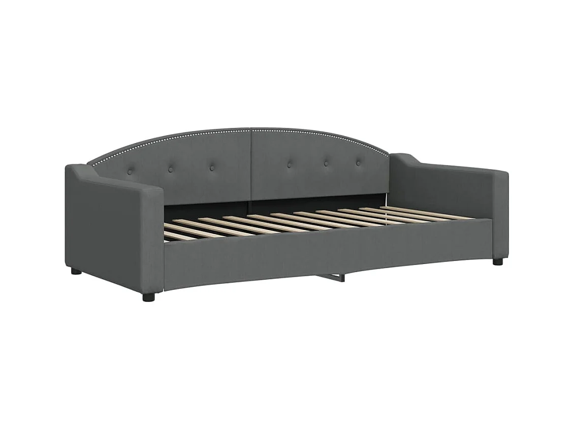 Cama 90x200 cm tecido cinzento-escuro PT658502