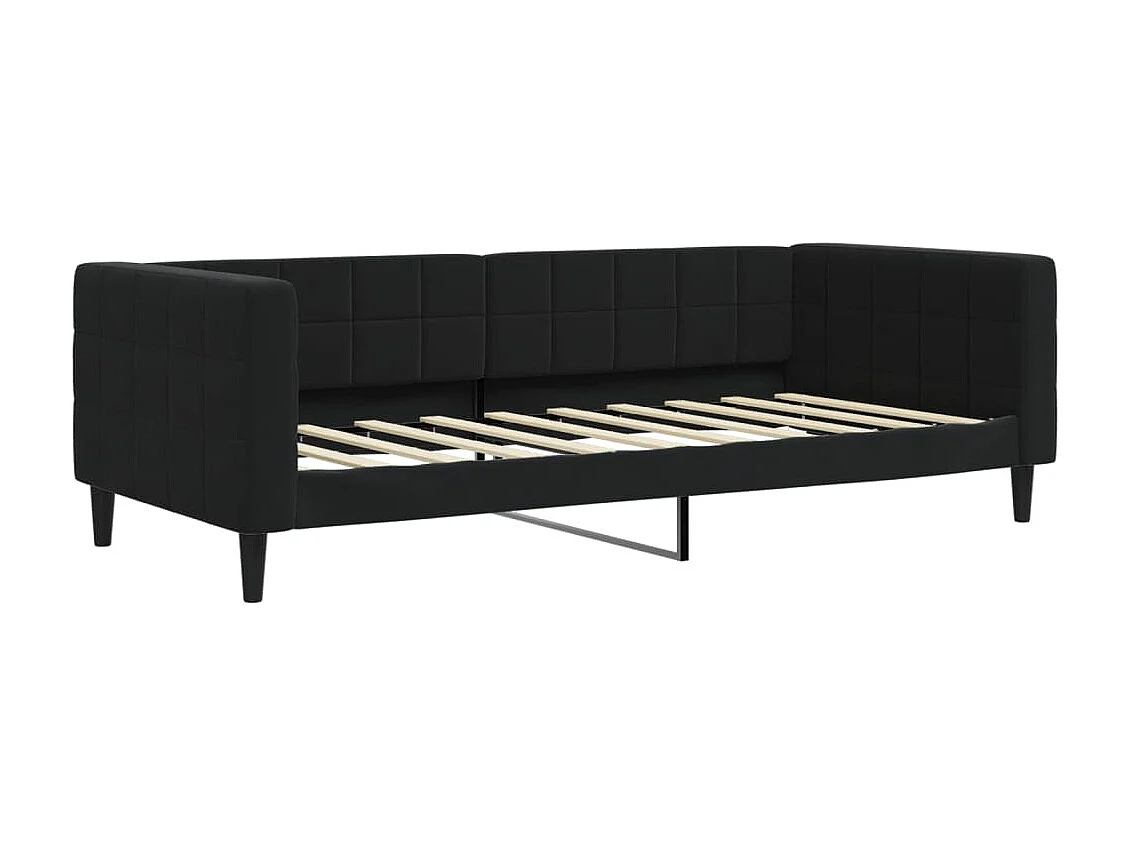 Lit - 90x190 cm avec matelas noir velours WVGQ9398
