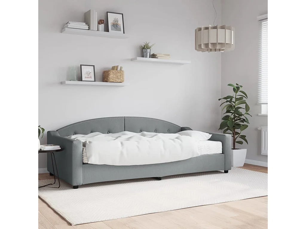 Lit - 100x200 cm avec matelas gris clair tissu WVGQ7879