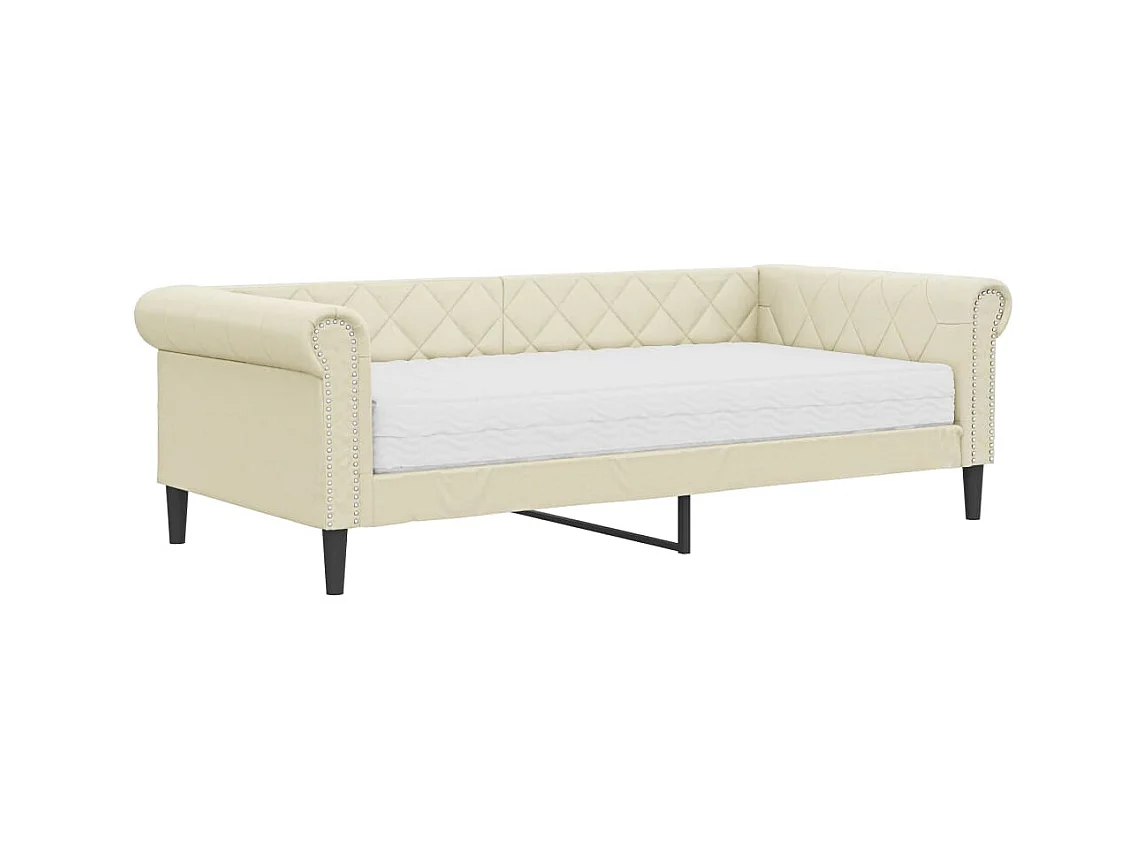 Slaapbank met matras 90x200 cm kunstleer crèmekleurig NL99337