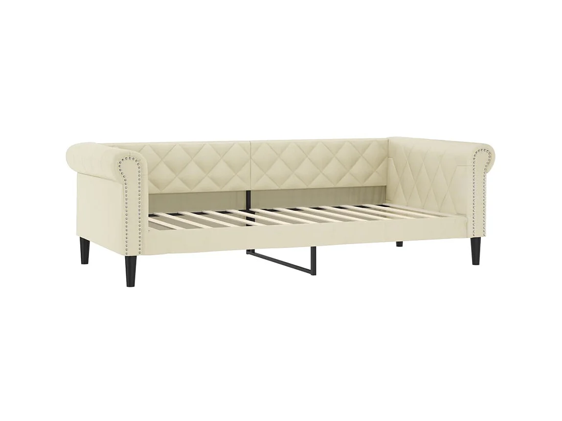 Slaapbank met matras 90x200 cm kunstleer crèmekleurig NL99337