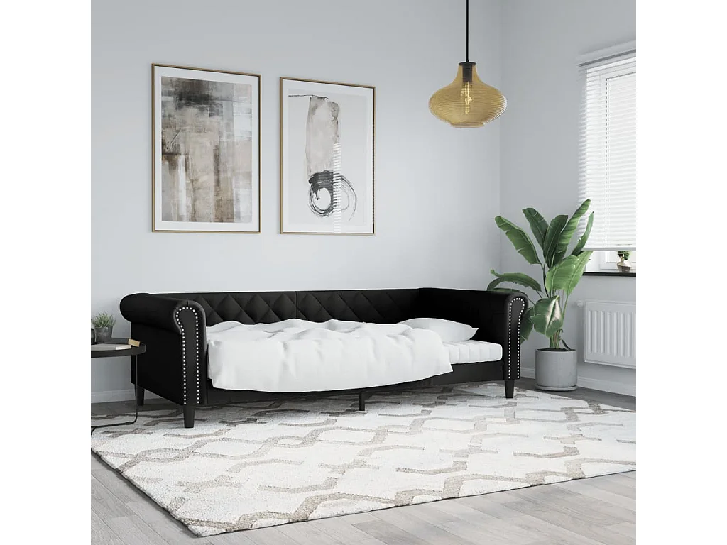 Lit - 90x200 cm noir similicuir WVGQ6112