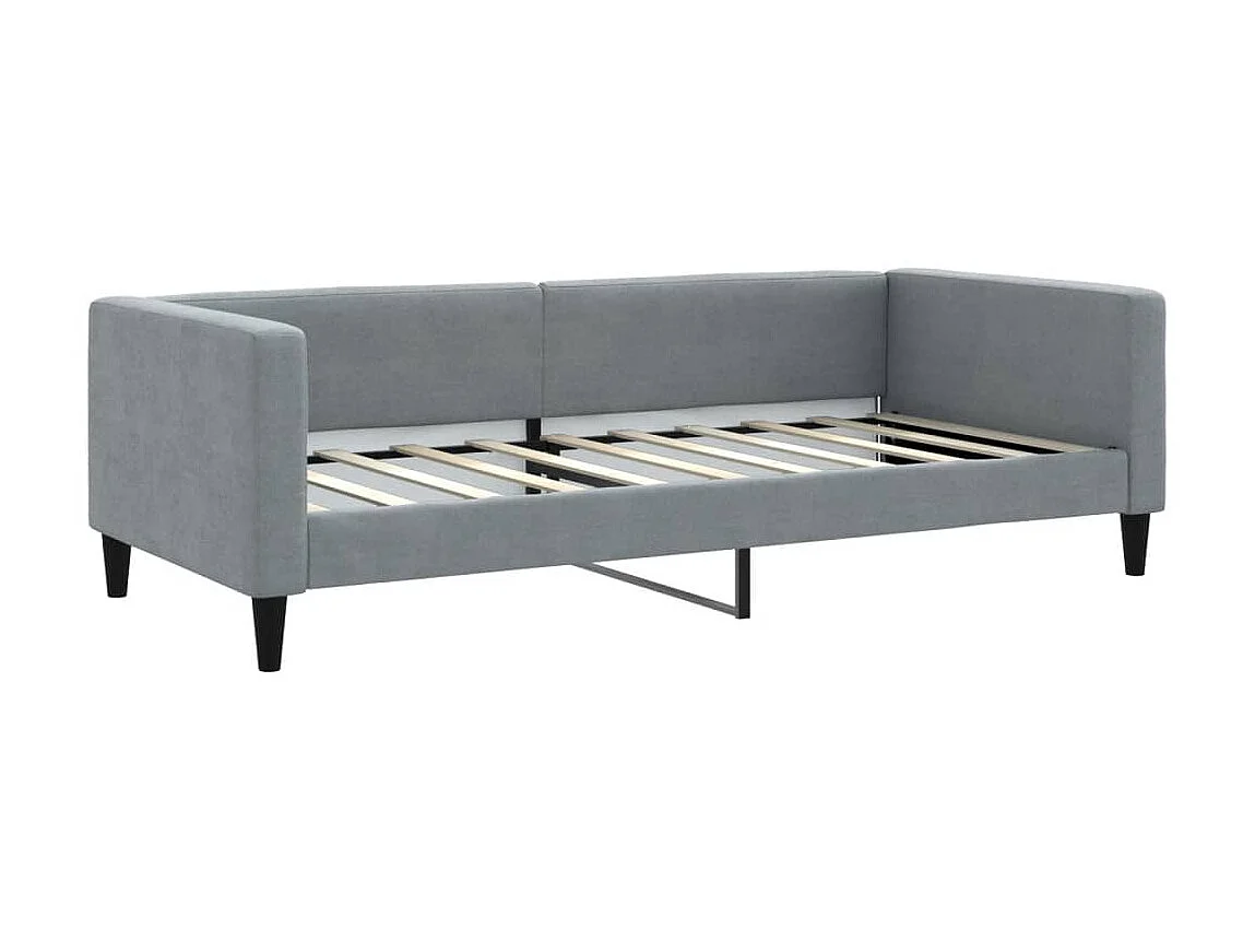 Lit - 90x190 cm avec matelas gris clair tissu ASW64046