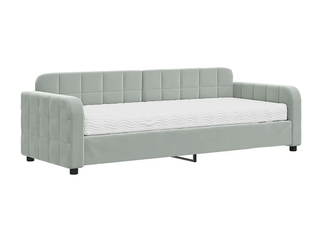Sofá cama - 80x200 cm con colchón terciopelo gris claro ES43519