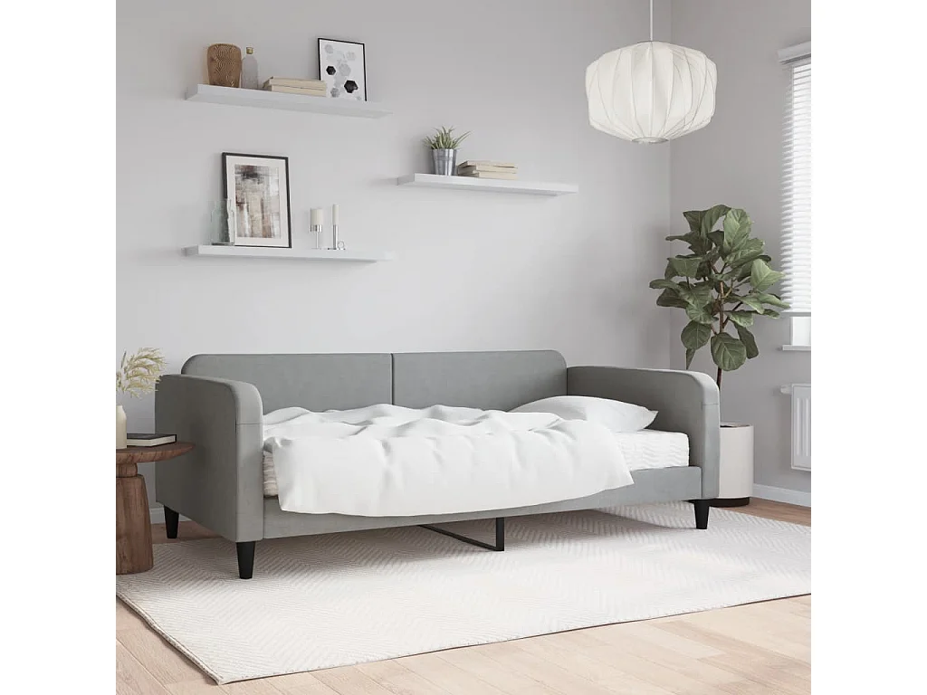 Tagesbett,Sofabett mit Matratze Hellgrau 100x200 cm Stoff -gkd38434