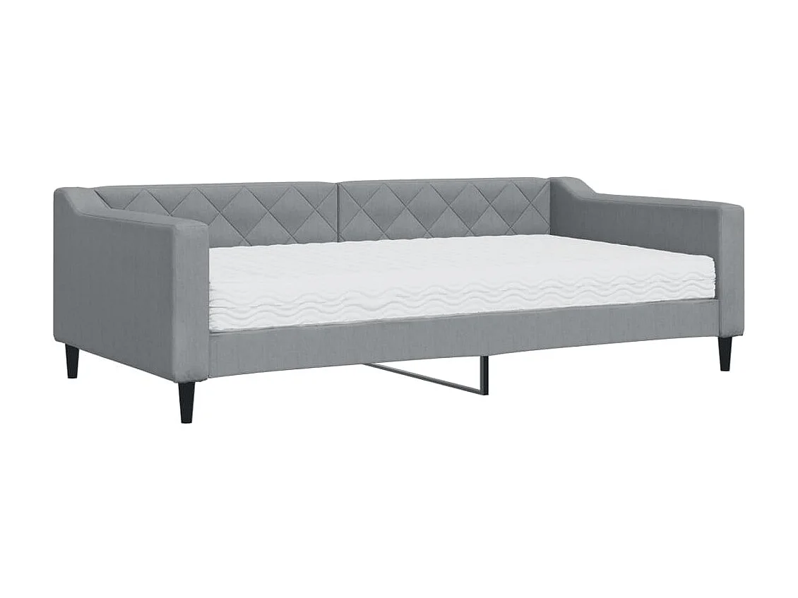 Tagesbett,Sofabett mit Matratze Hellgrau 100x200 cm Stoff -gkd91348