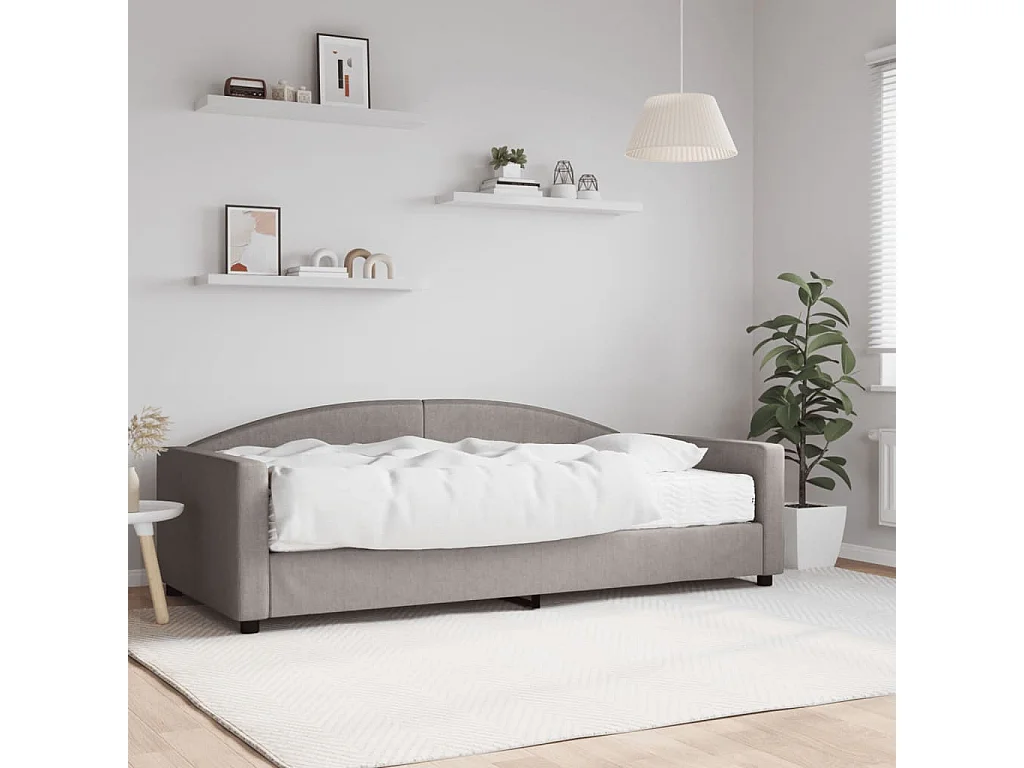 Lit - 100x200 cm avec matelas taupe tissu WVGQ8709