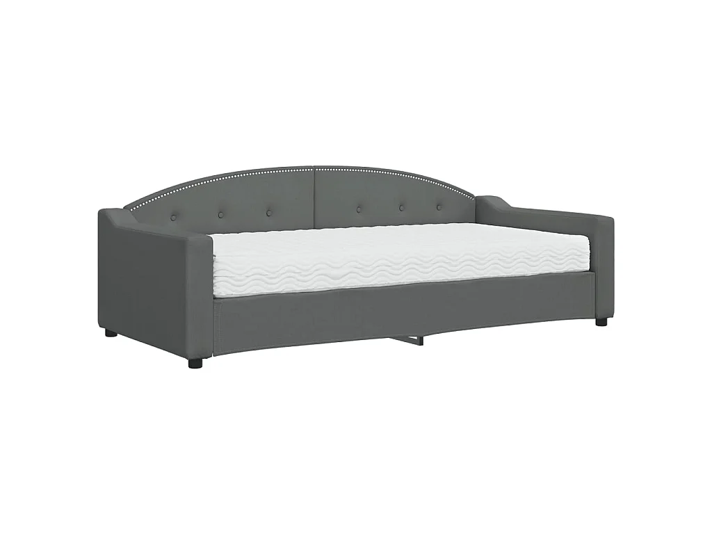 Lit - 90x200 cm avec matelas gris foncé tissu WVGQ8677