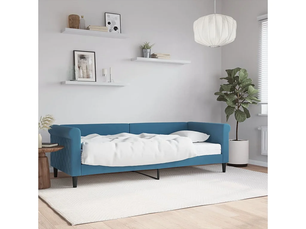 Tagesbett,Sofabett mit Matratze Blau 80x200 cm Samt -gkd88902