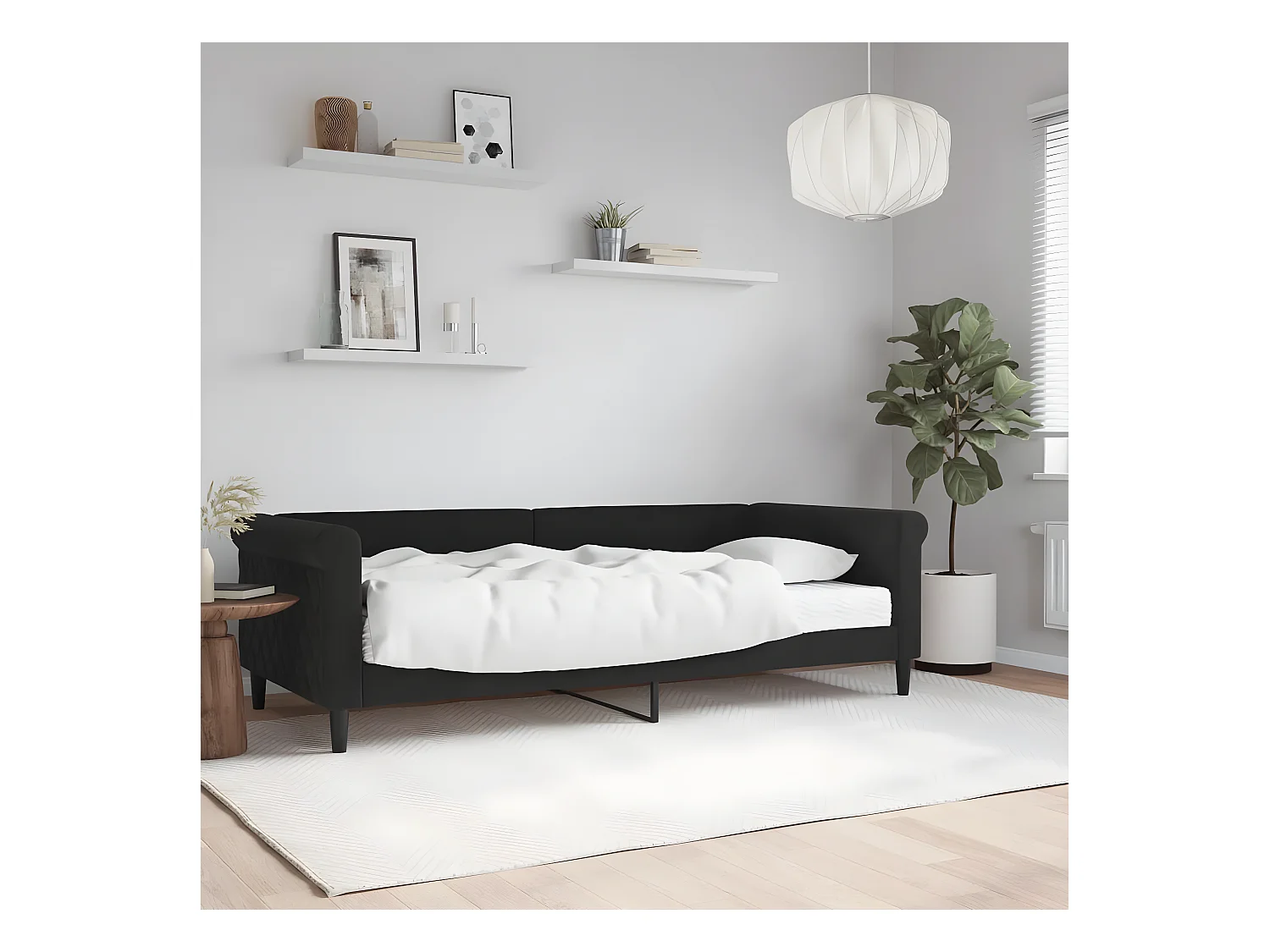 Lit - 90x200 cm avec matelas noir velours WVGQ3329