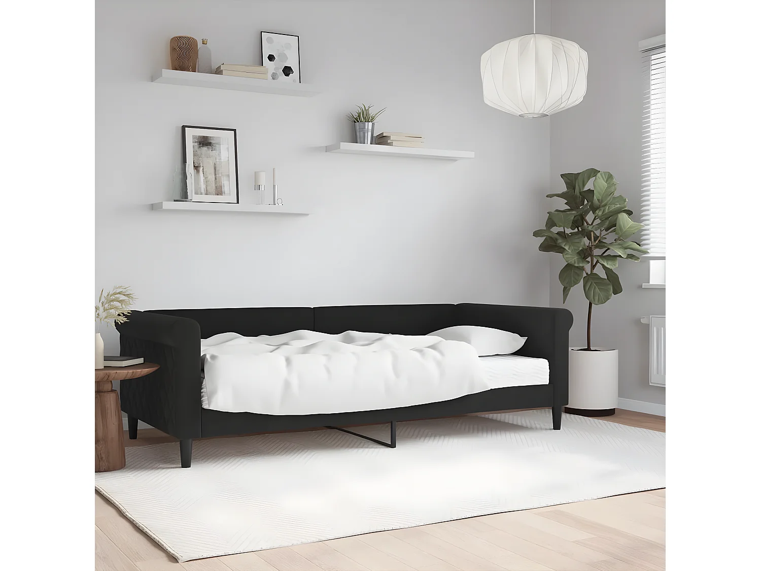 Slaapbank met matras 90x200 cm fluweel zwart NL93079