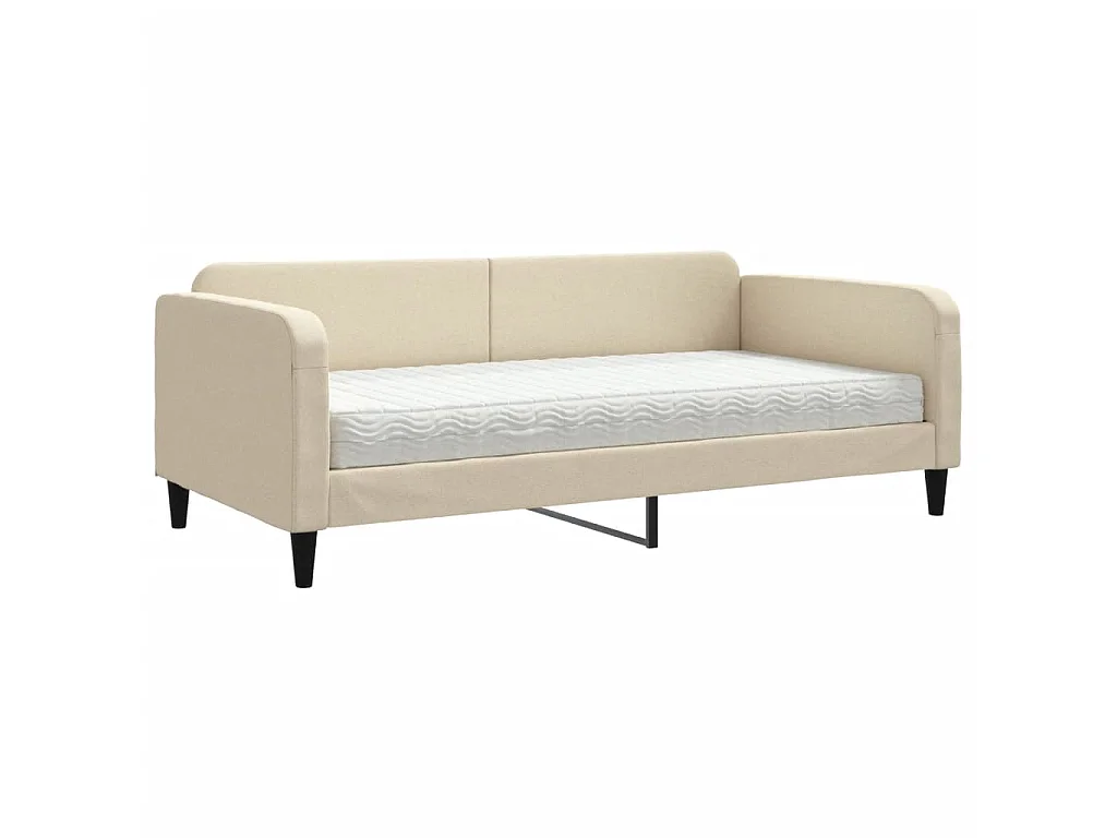 Lit - 100x200 cm avec matelas crème tissu WVGQ7280