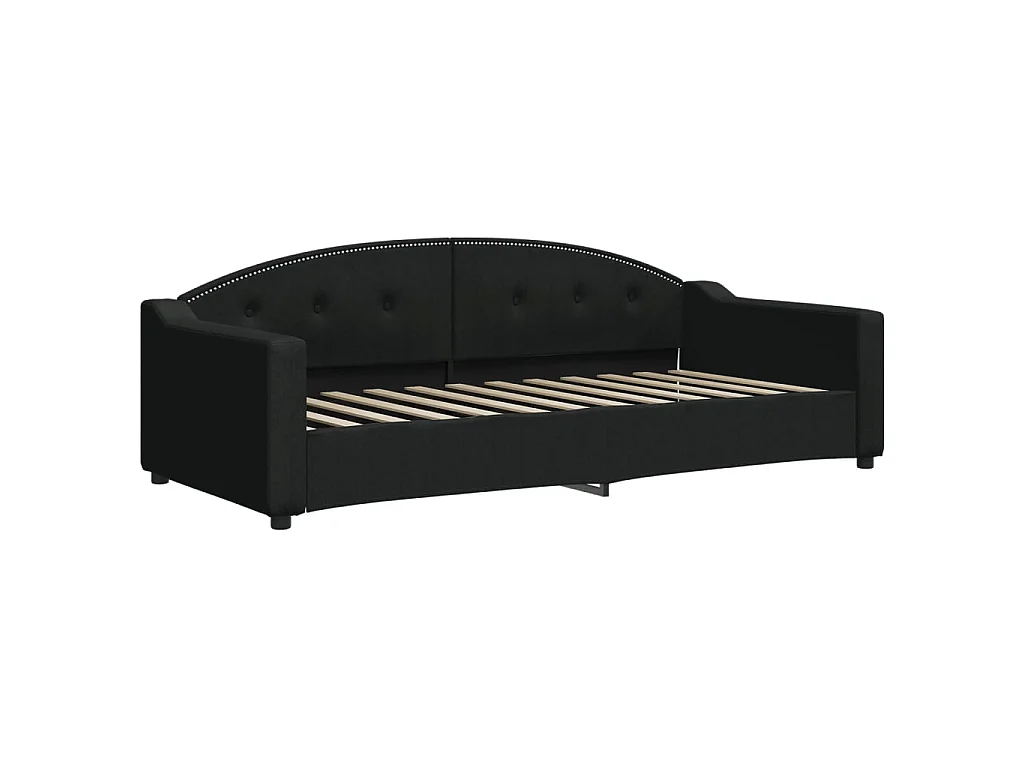 Lit - 90x200 cm avec matelas noir tissu WVGQ1245