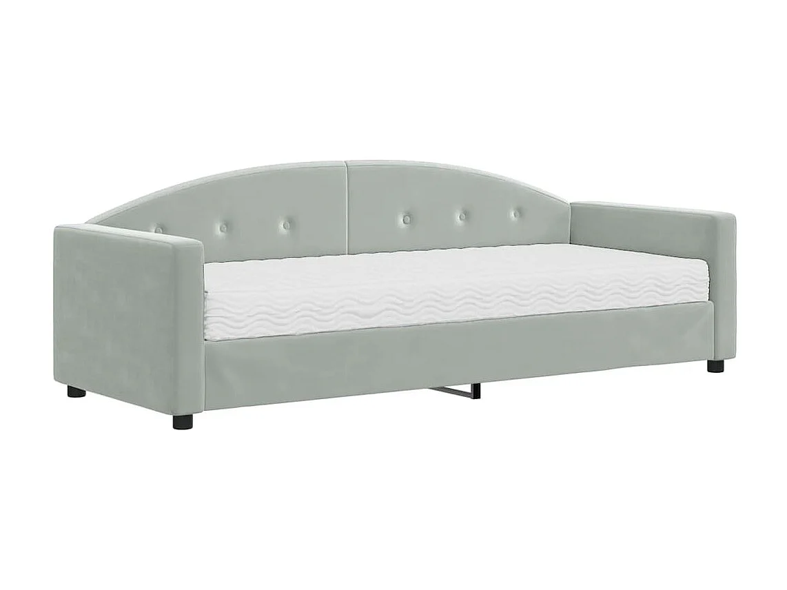 Lit - 80x200 cm avec matelas gris clair velours WVGQ6374