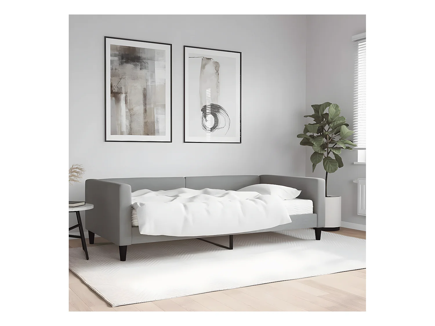Lit - 100x200 cm avec matelas gris clair tissu WVGQ5653