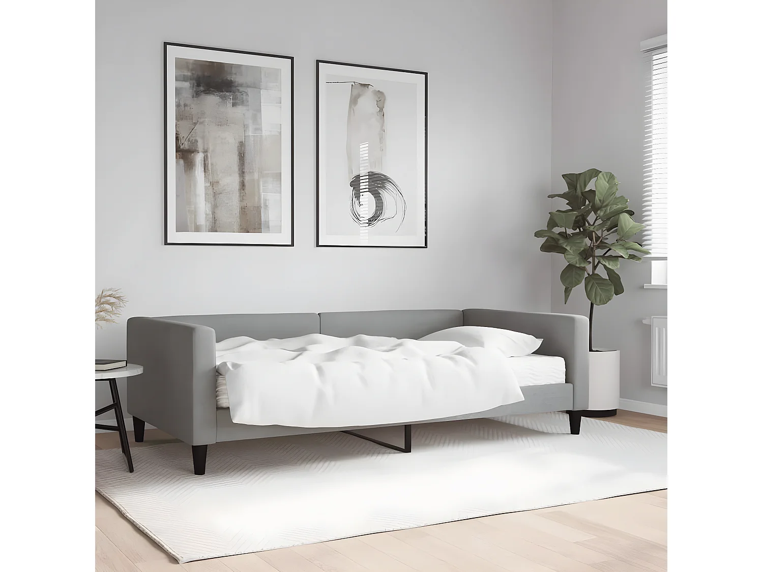 Lit - 100x200 cm avec matelas gris clair tissu WVGQ5653
