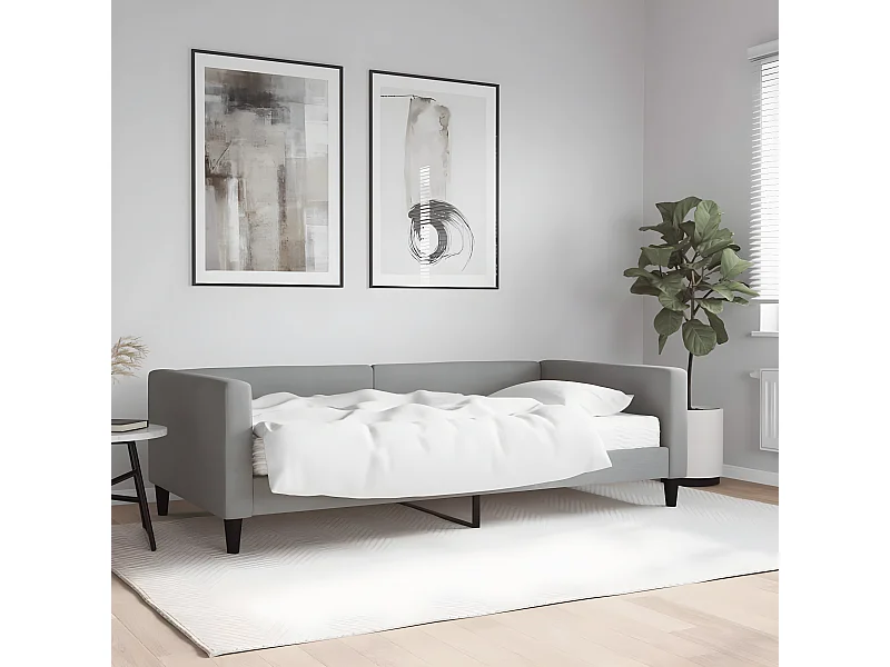 Lit - 100x200 cm avec matelas gris clair tissu WVGQ5653