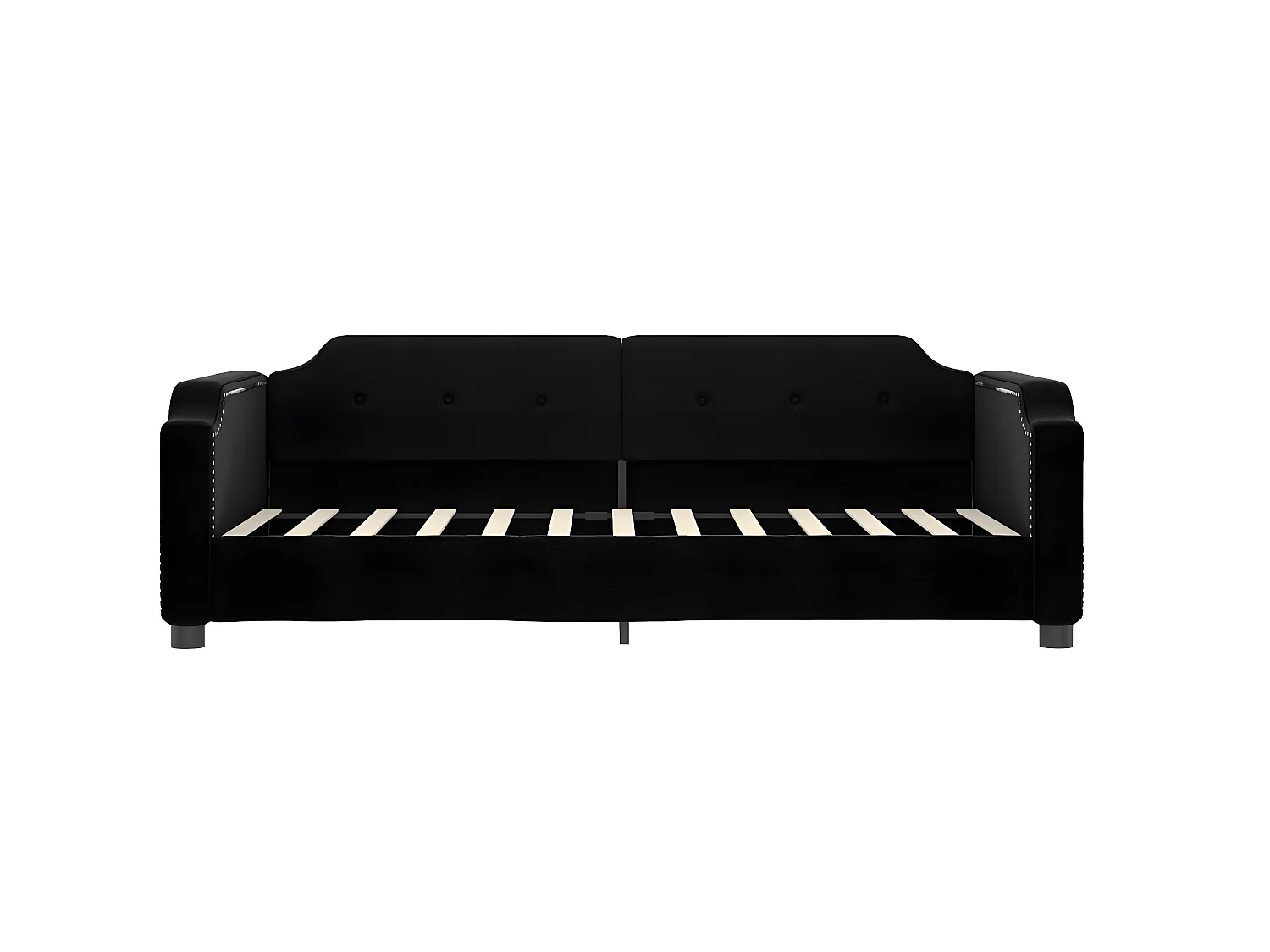 Lit - 90x190 cm avec matelas noir tissu WVGQ8243