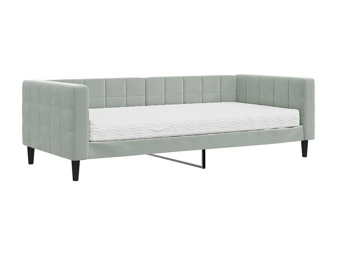 Lit - 90x200 cm avec matelas gris clair velours WVGQ7685