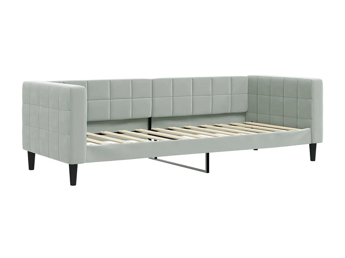 Lit - 90x200 cm avec matelas gris clair velours WVGQ7685