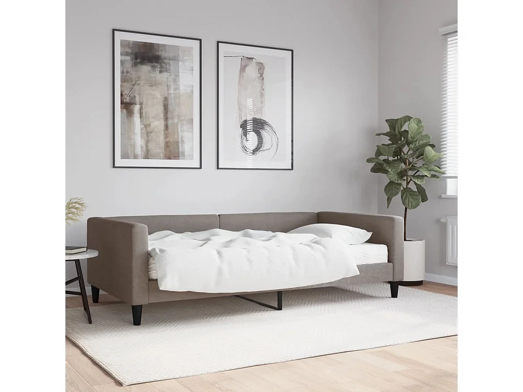Tagesbett,Sofabett mit Matratze Taupe 100x200 cm Stoff -gkd61971