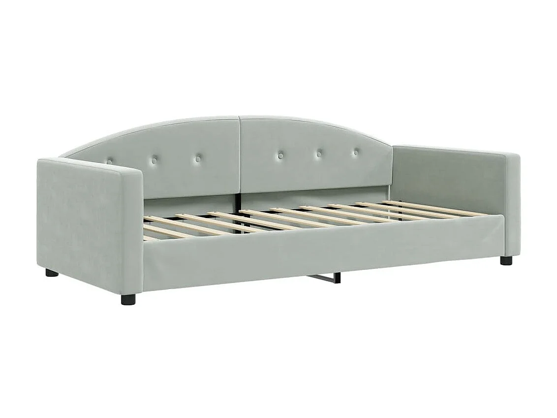 Lit - 90x190 cm avec matelas gris clair velours WVGQ2382