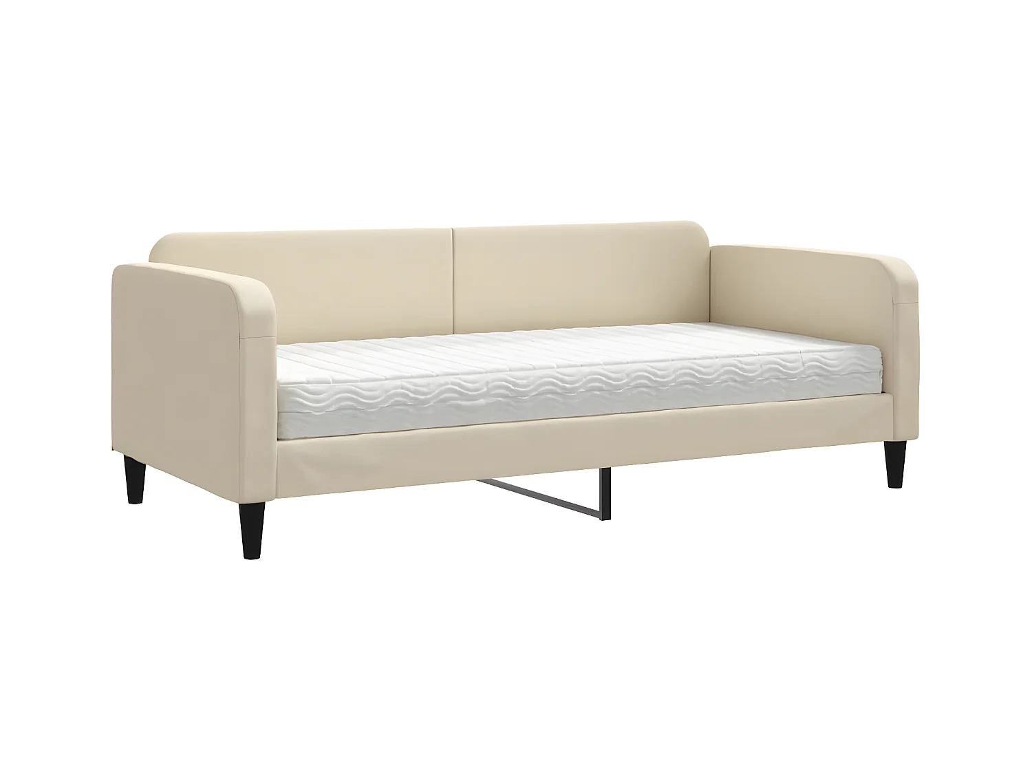 Lit - 90x200 cm avec matelas crème tissu WVGQ4282