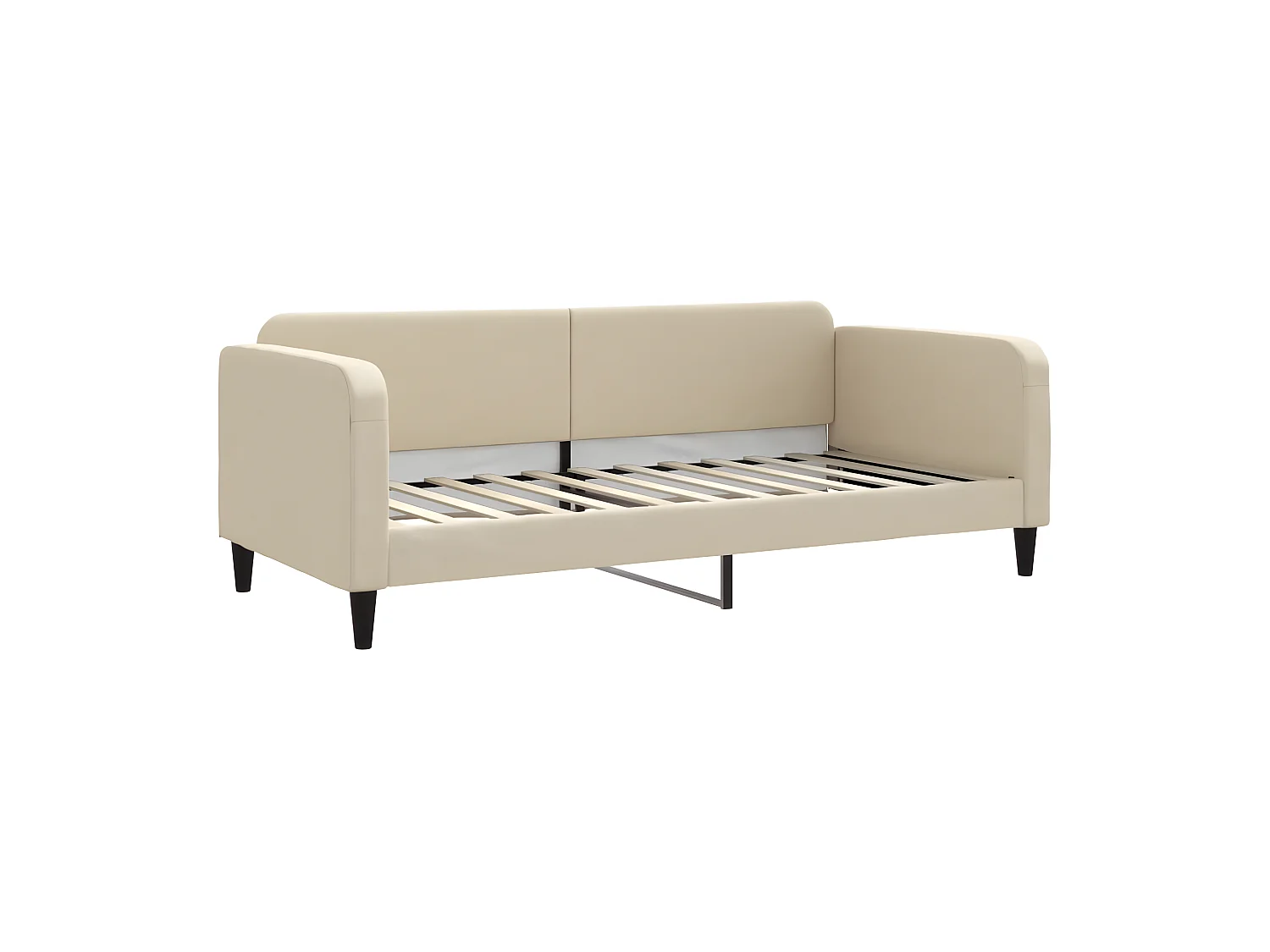 Lit - 90x200 cm avec matelas crème tissu WVGQ4282