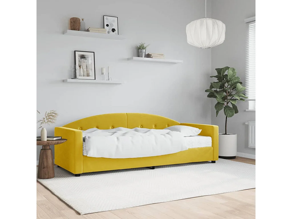 Cama com colchão 80x200 cm veludo amarelo PT249350