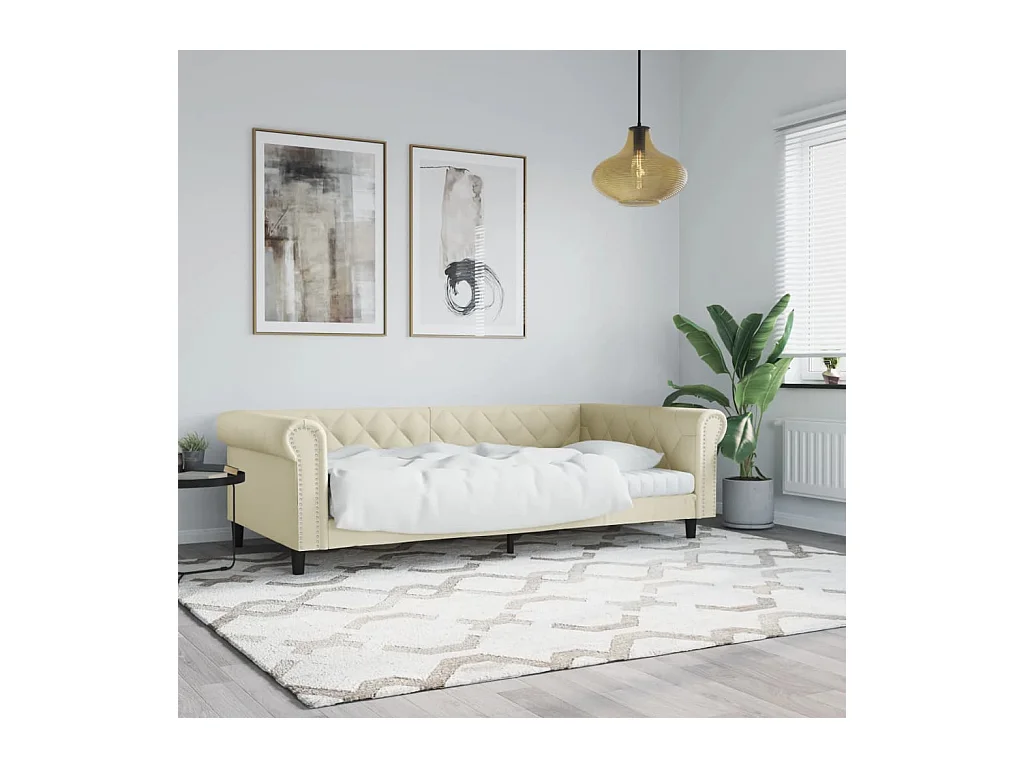 Lit - 100x200 cm crème similicuir WVGQ6129