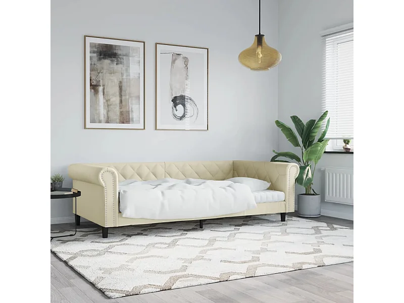 Lit - 100x200 cm crème similicuir WVGQ6129