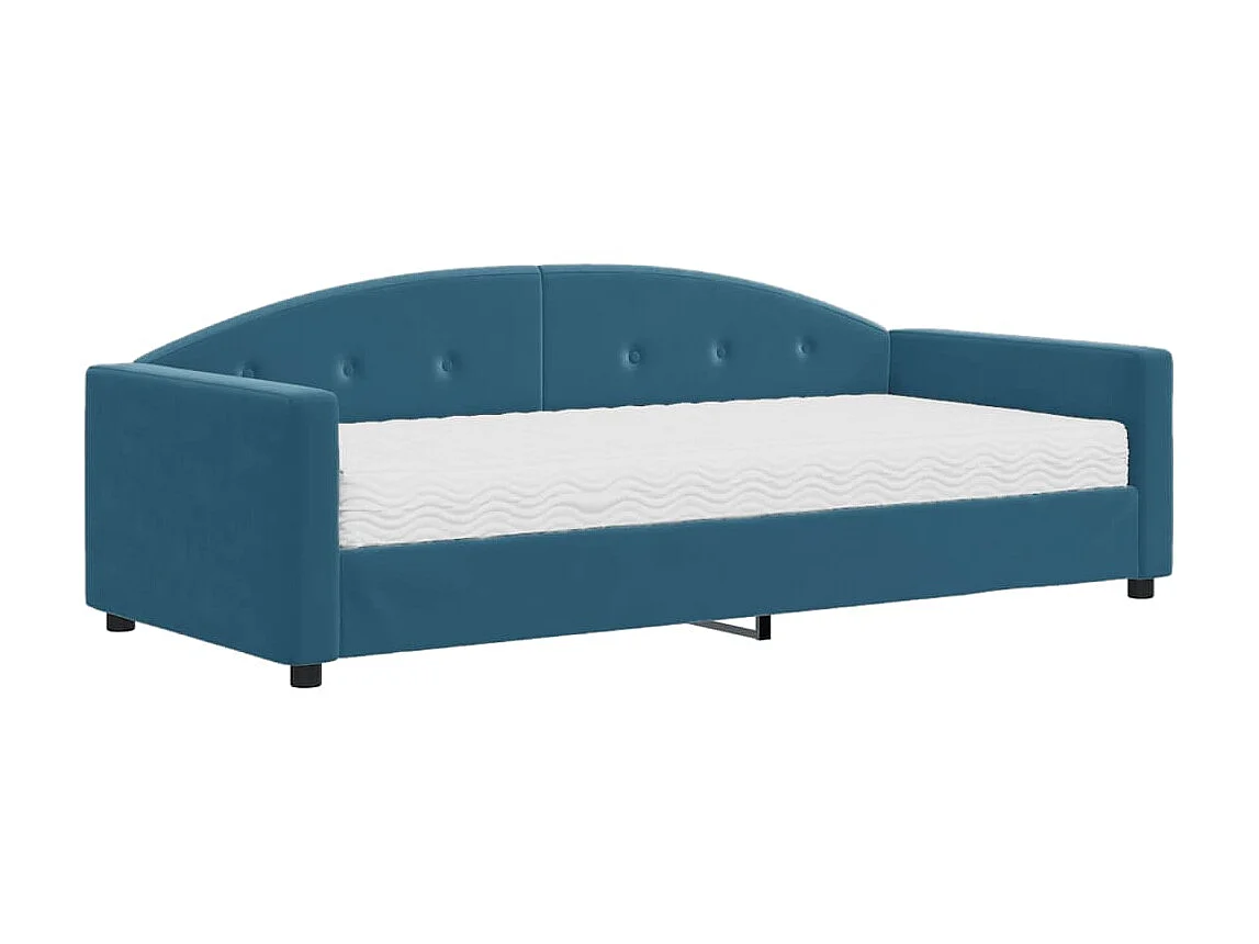 Lit - 90x200 cm avec matelas bleu velours WVGQ4344