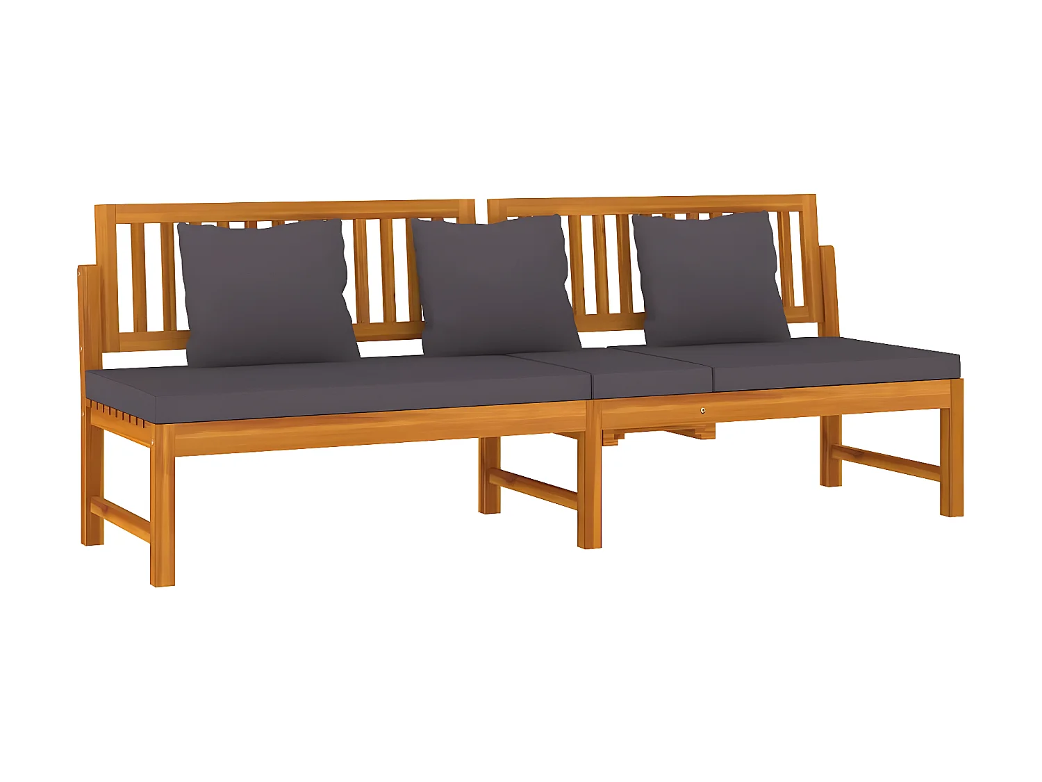 Sofá cama - 60x200 cm con cojín madera maciza acacia gris ES64660