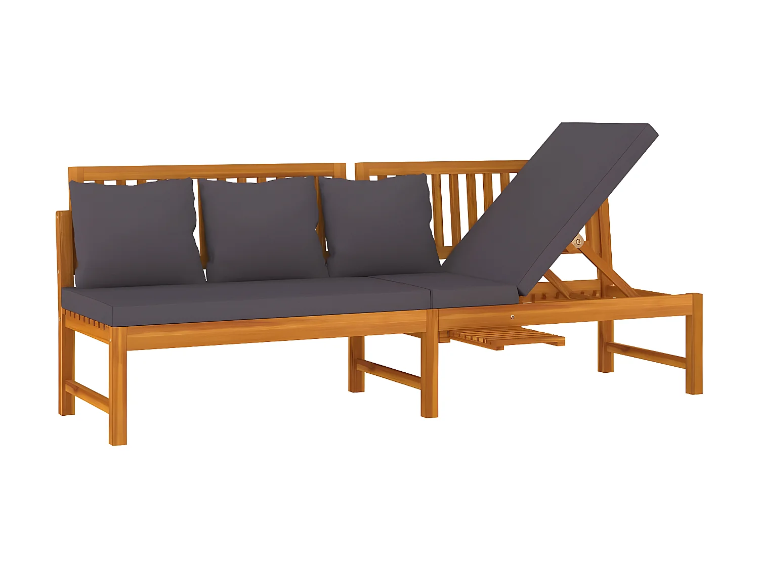 Lit - 60x200 cm avec coussin grisBois d'acacia solide  WVGQ1223