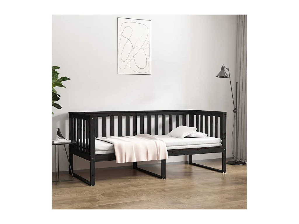 Lit - 90x190 cm Noir Bois de pin massif WVGQ1890