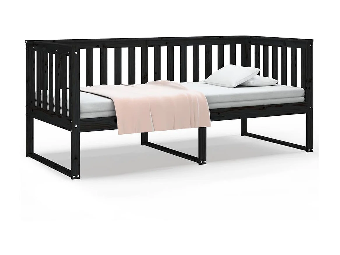 Lit - 90x190 cm Noir Bois de pin massif WVGQ1890