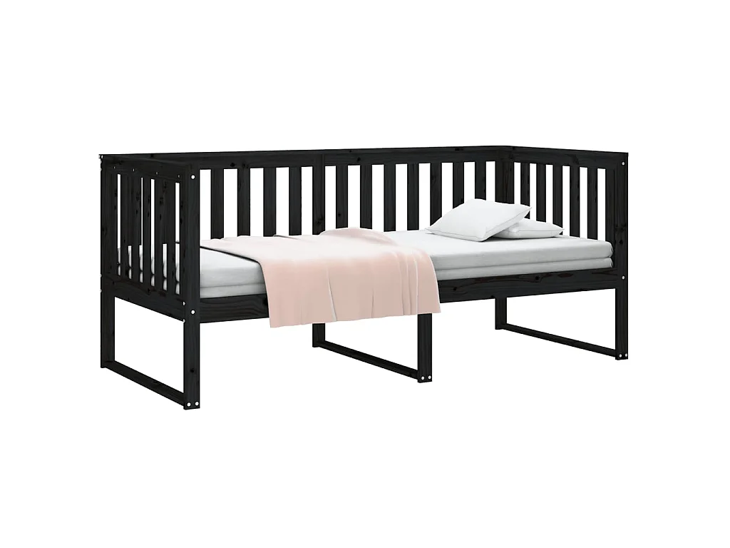 Lit - 90x190 cm Noir Bois de pin massif WVGQ1890