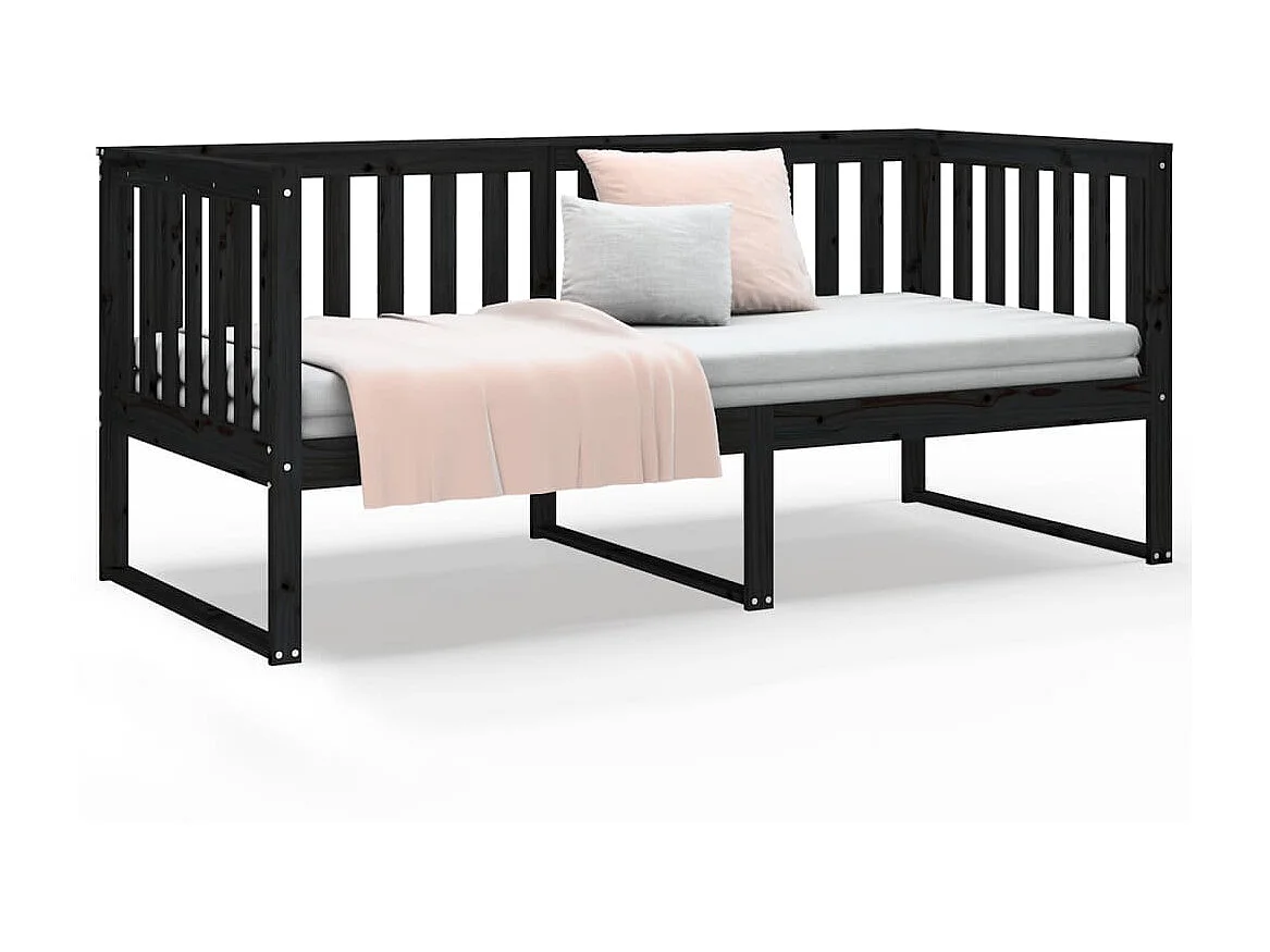 Lit - 90x190 cm Noir Bois de pin massif WVGQ1890