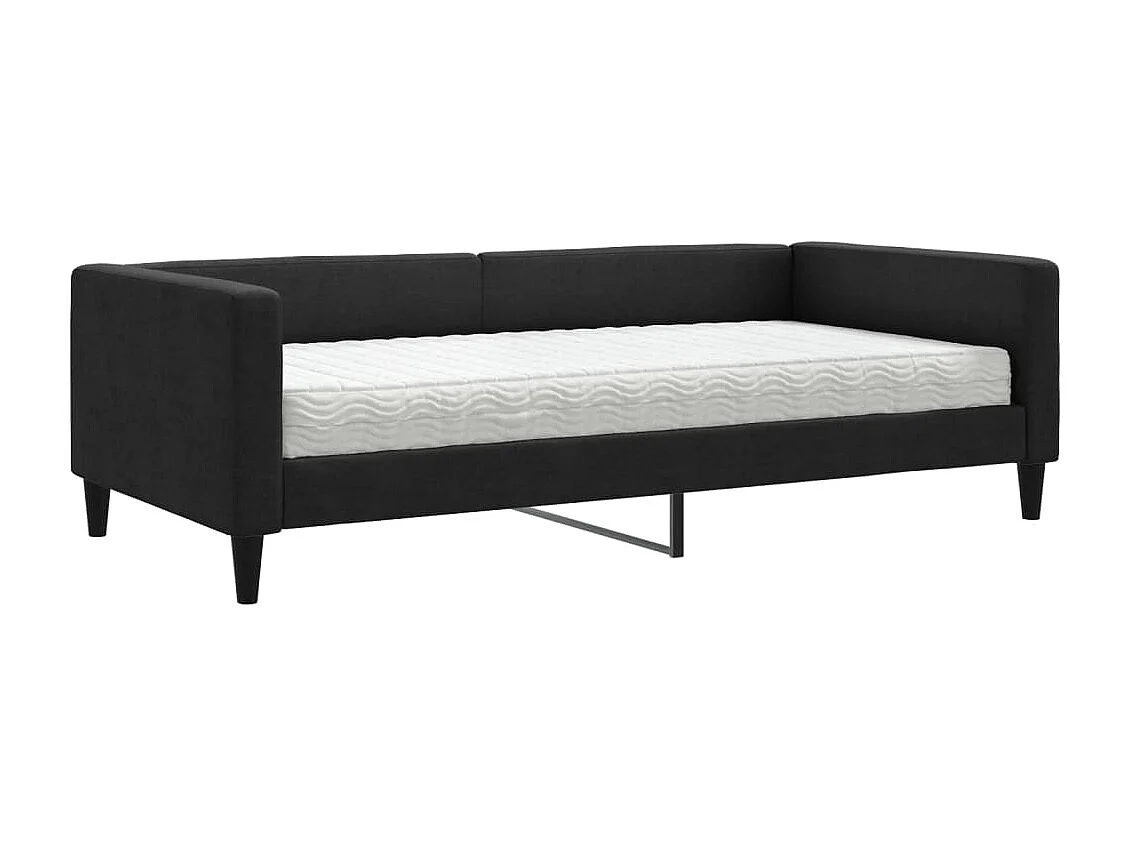 Lit - 100x200 cm avec matelas noir tissu WVGQ2973