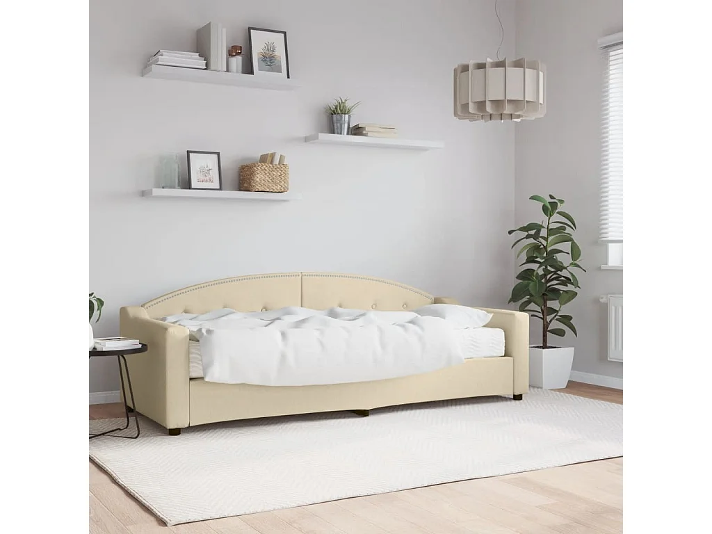 Lit - 80x200 cm avec matelas crème tissu WVGQ6921