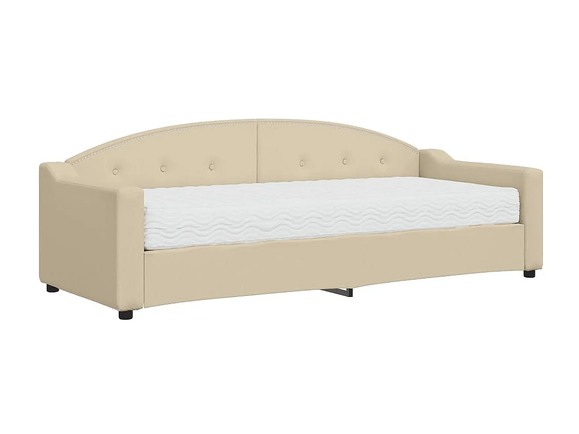 Lit - 80x200 cm avec matelas crème tissu WVGQ6921